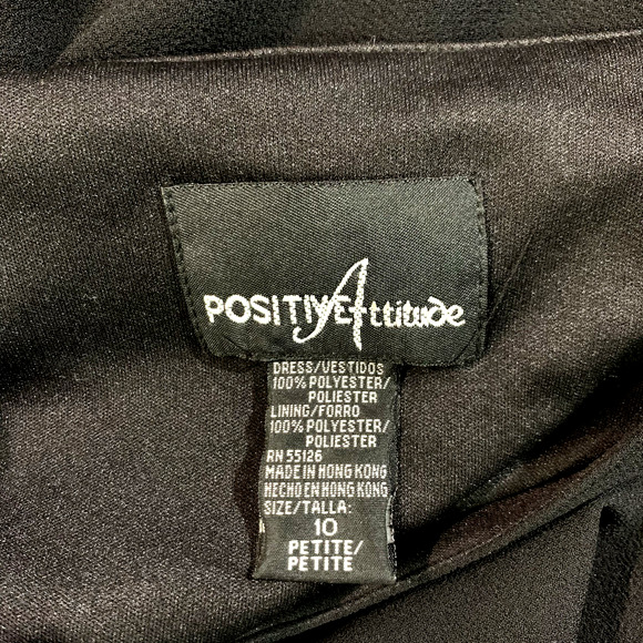 Positive Attitude Black Dress Women's 10 Petite Chiffon Lined - Picture 7 of 13